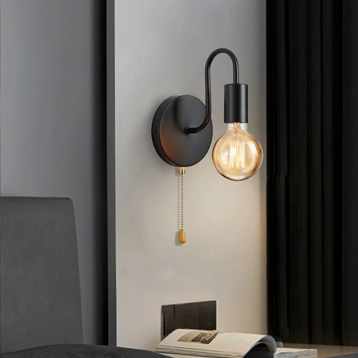 Nordic Industrial Wall Lamp - E27 Indoor Wall Sconce for Bedside and Hallway