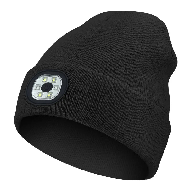 LED Beanie Hat - Rechargeable Knitted Winter Hat for Outdoor Activities