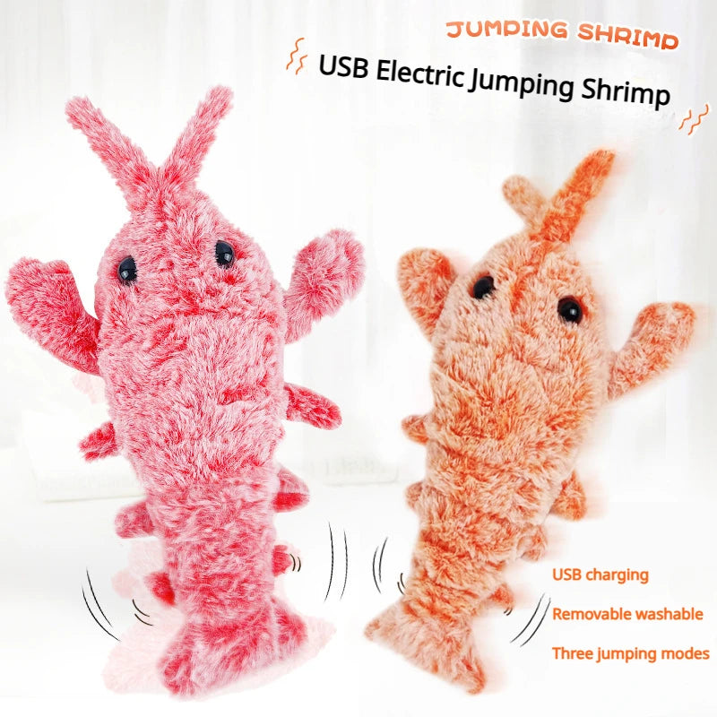 Electric Cat Toy - USB Rechargeable Jumping Shrimp Plush Toy for Indoor Cats