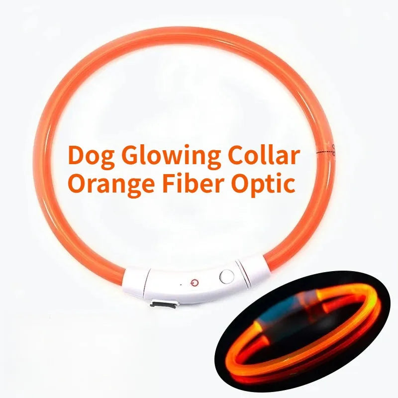 Light Up Dog Collar - Rechargeable Fiber Optic Glow Collar for Night Walks
