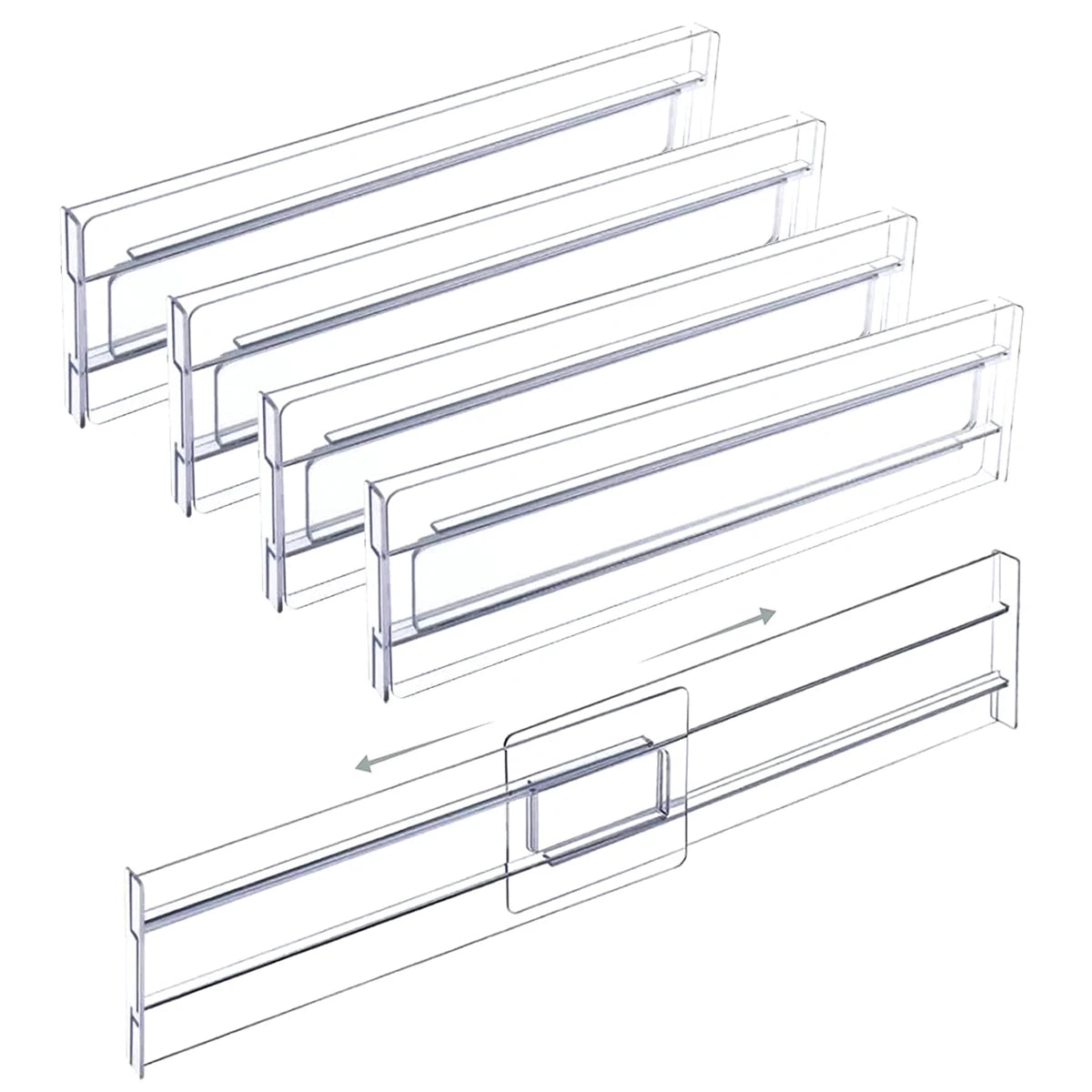 Drawer Dividers - Adjustable Clear Organisers for Clothes, Utensils and Office