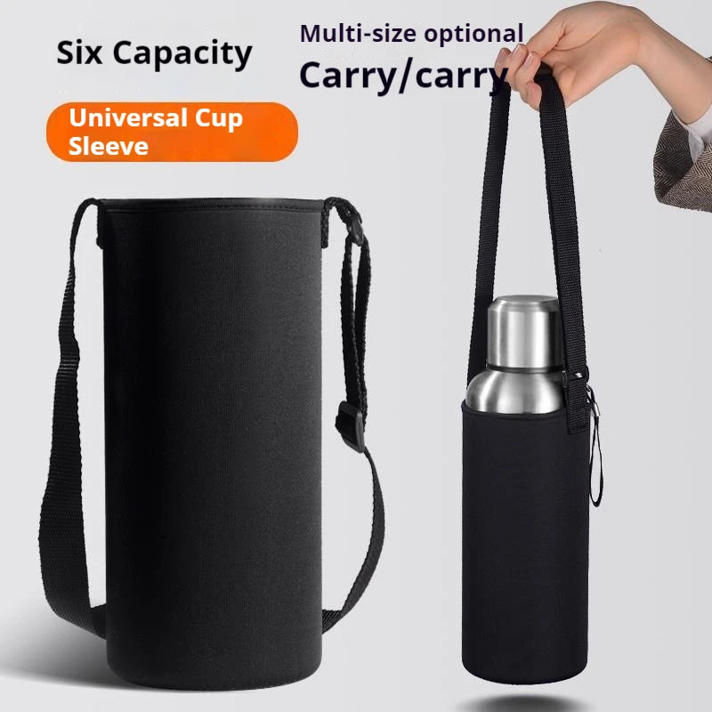 Neoprene Water Bottle Sleeve with Strap - Insulated Bottle Holder Pouch