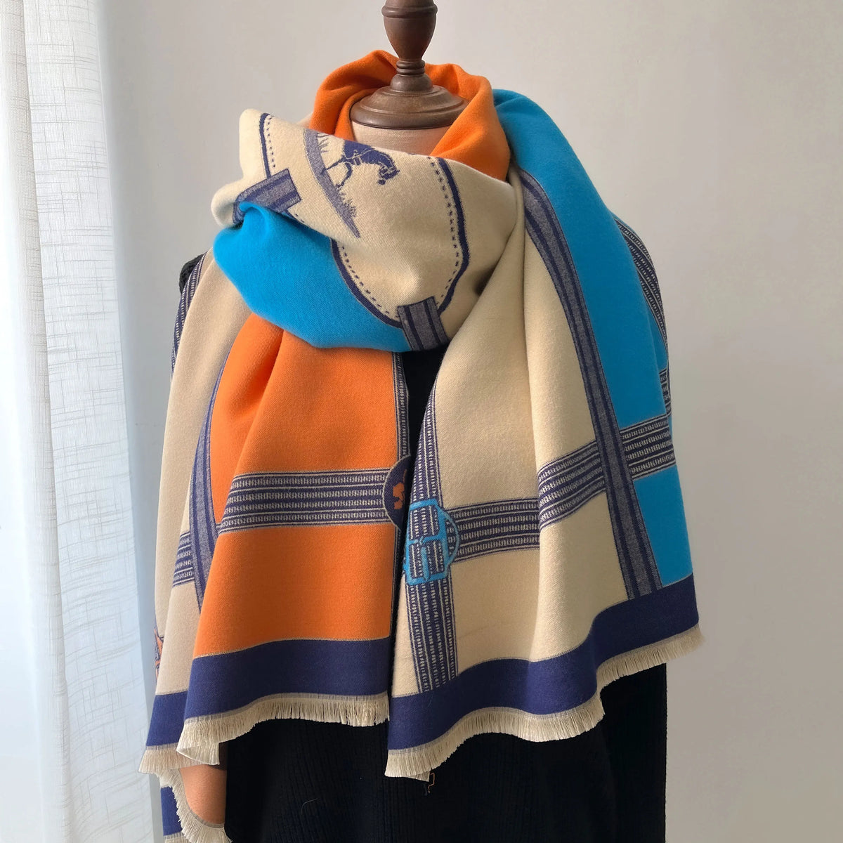 Winter Cashmere Scarf - Thick Warm Wrap in Pink, Orange, Green or Yellow
