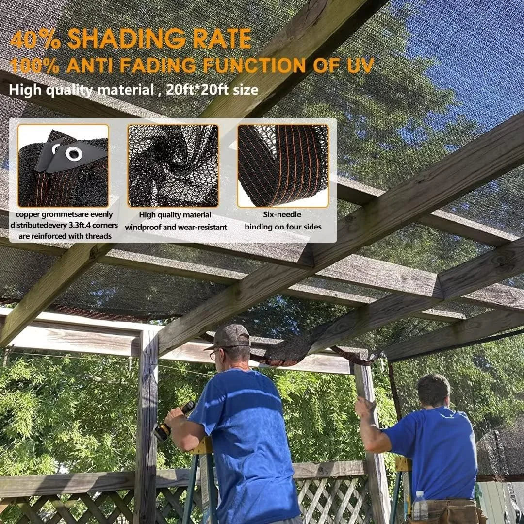 Shade Cloth Sun Net 3x6m - Taped Edge Mesh Cover with Grommets for Pergola