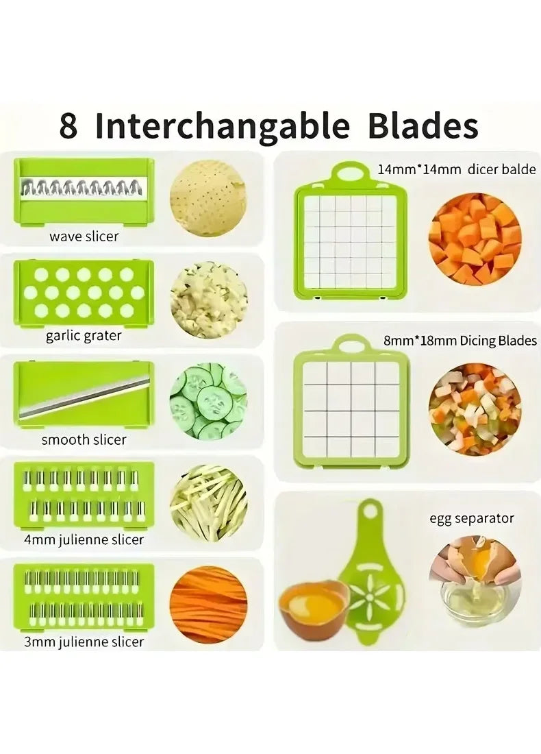 Multi-Function Vegetable Chopper - 5-in-1 Manual Slicer, Dicer and Grater for Fast Meal Prep