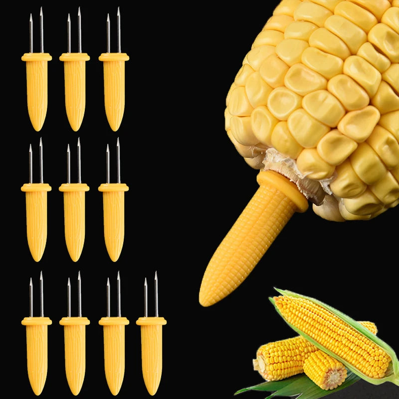 Corn on the Cob Holders - 10pc Stainless Steel Anti-Scald BBQ Corn Forks