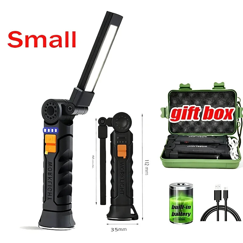 COB LED Work Light - Rechargeable Cordless Magnetic Inspection Lamp for Car, Garage and Camping