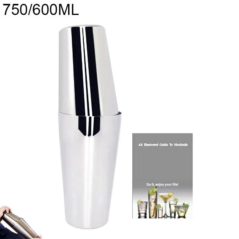 Cocktail Shaker Set with Recipes - 750ml Stainless Steel Bartender Kit