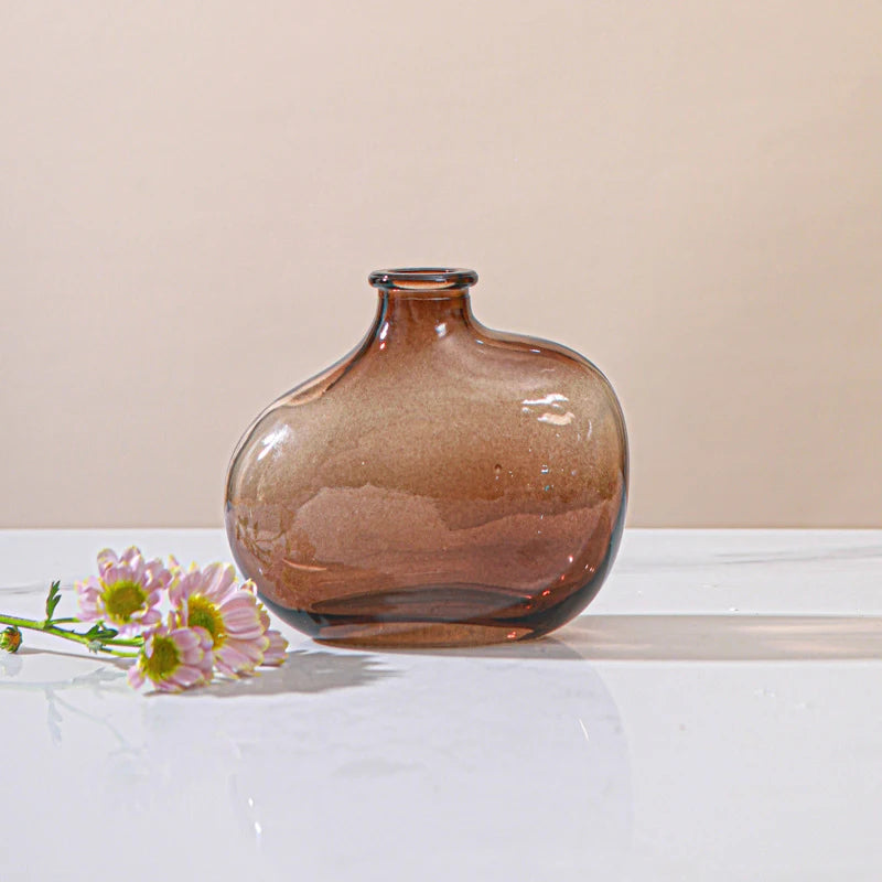 Retro Glass Vase - Thick Glass Bud Vase for Hydroponics and Table Decor