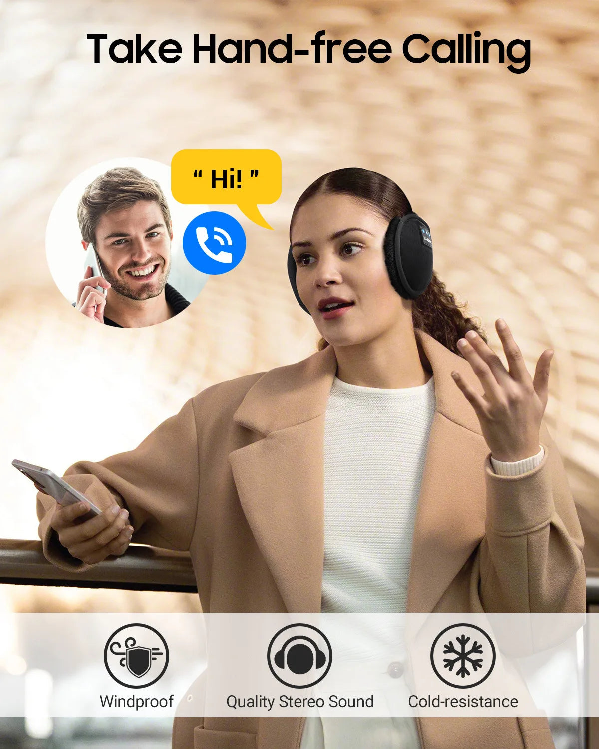 Bluetooth Ear Muffs - Wireless Winter Ear Warmers for Women, Men and Kids