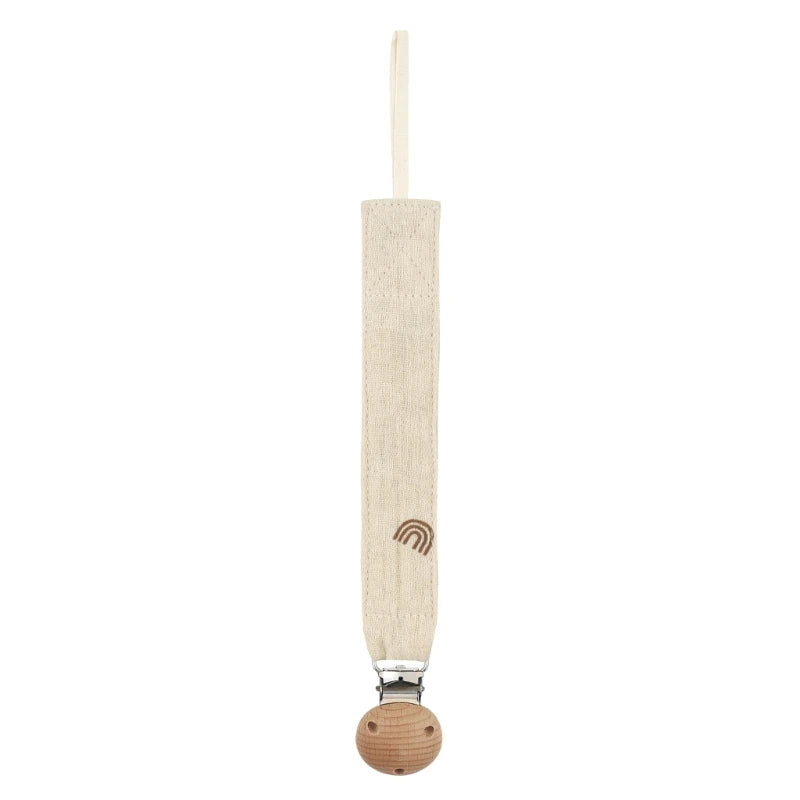 Baby Pacifier Clip - Cotton and Beech Wood Dummy Chain Holder, 26 cm