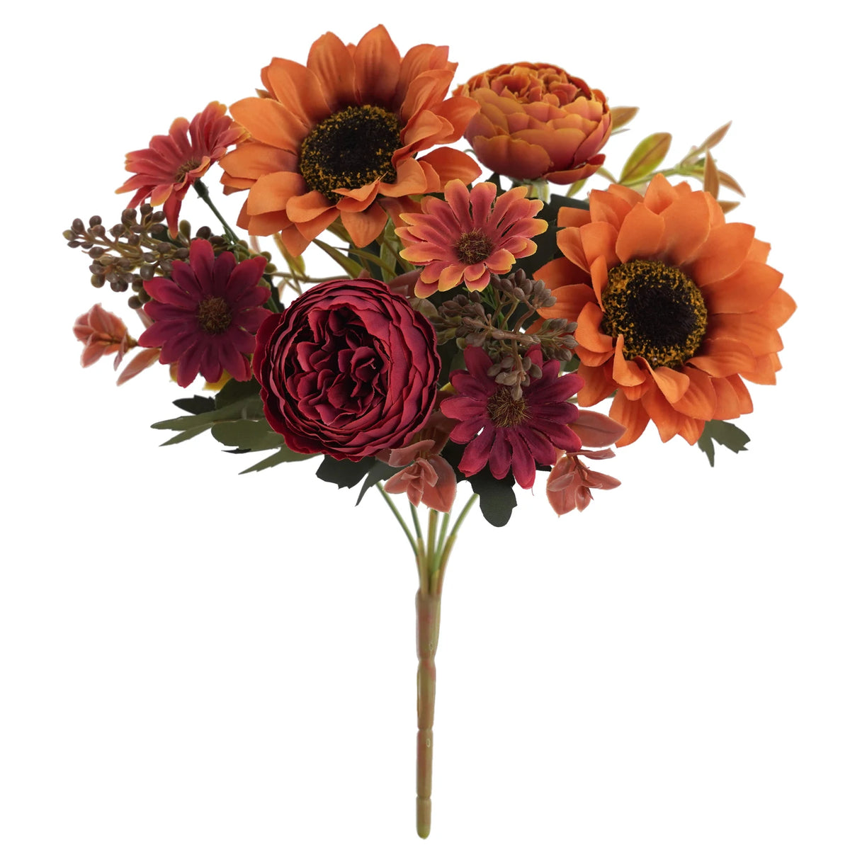 Artificial Sunflower Bouquet - Silk Faux Sunflowers and Peonies for Fall Decor