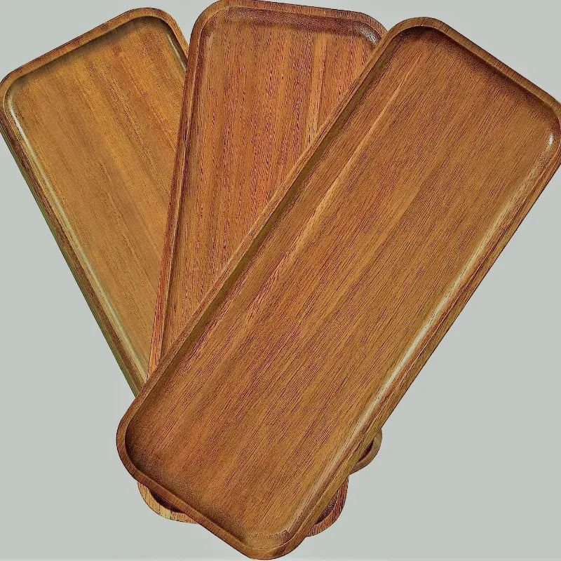 Acacia Wood Serving Platter - Wabi-Sabi Oval & Rectangular Wooden Tray