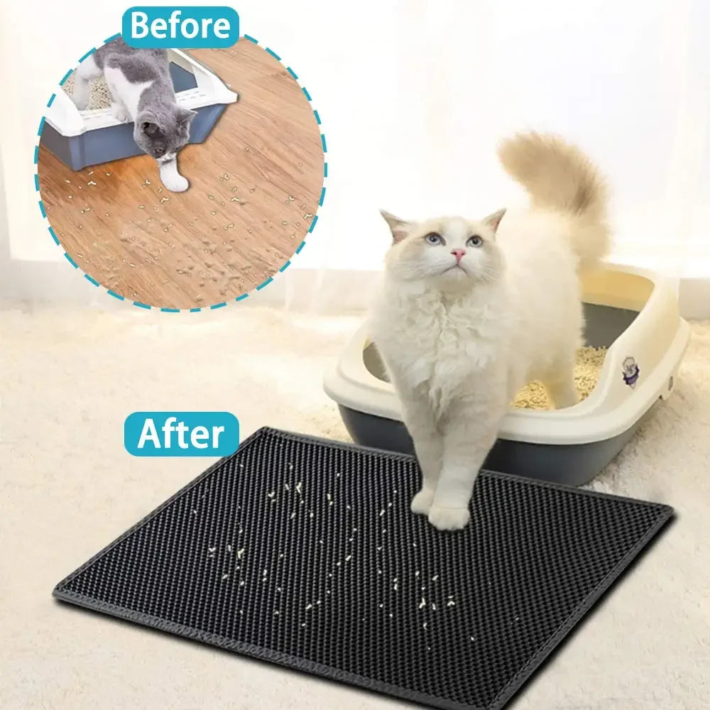 Double Layer Cat Litter Mat - Waterproof Non-Slip Trapping Mat, Washable