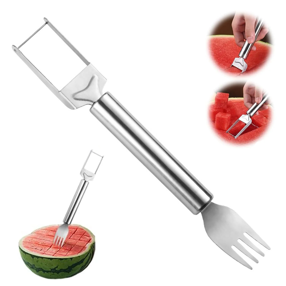 Watermelon Slicer & Fork - Stainless Steel Windmill Melon Cutter Tool