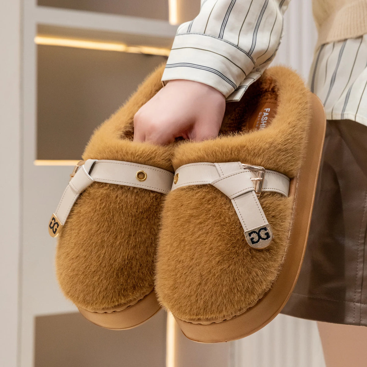 Women's Plush Slippers - Non-Slip Indoor House Shoes, Sizes 36-45