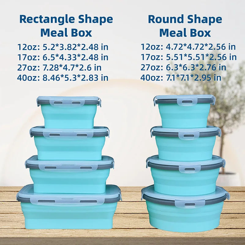 Collapsible Silicone Food Storage Containers - Leakproof Lunch Bowls for Meal Prep