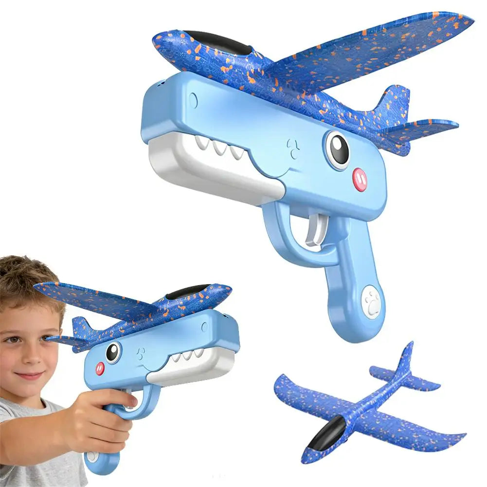Catapult Aircraft Toy - Outdoor Launching Plane in Green, Pink and Blue