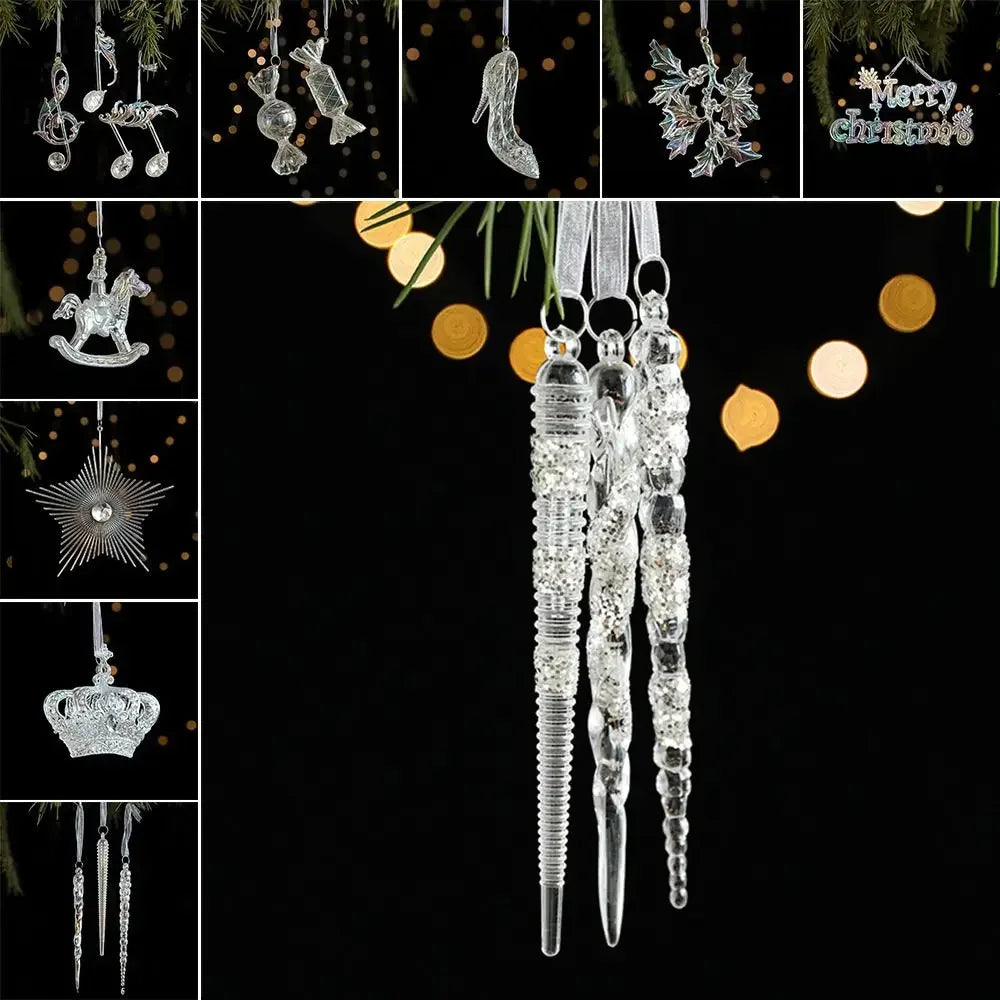 Christmas Hanging Decorations - Clear Acrylic Tree Ornaments in 10 Shapes