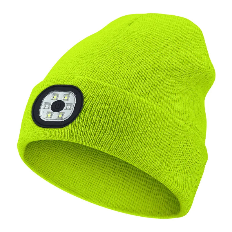 LED Beanie Hat - Rechargeable Knitted Winter Hat for Outdoor Activities