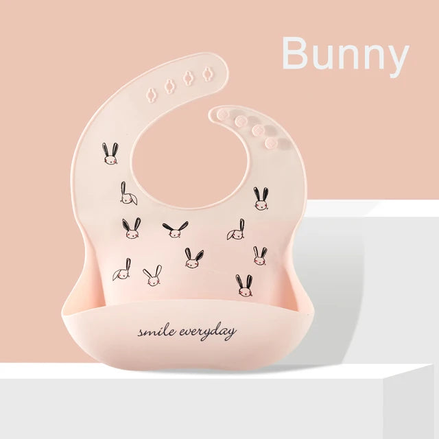 Silicone Baby Bib - Waterproof Feeding Apron with Crumb Catcher Pocket