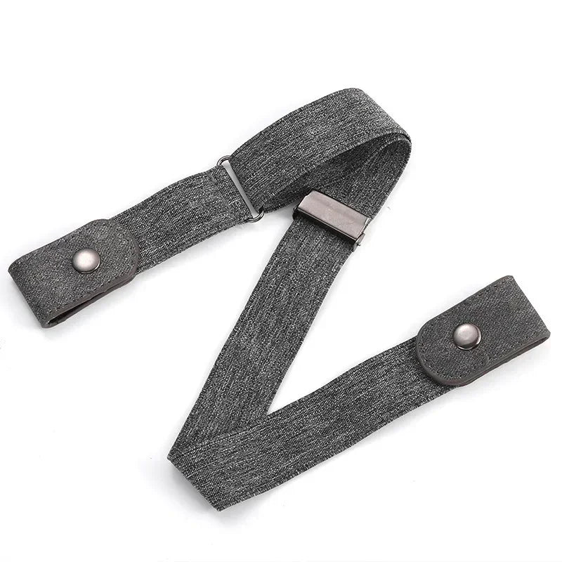 Canvas Elastic Belt - Adjustable No Buckle Waist Belt for Jeans, 60-65cm
