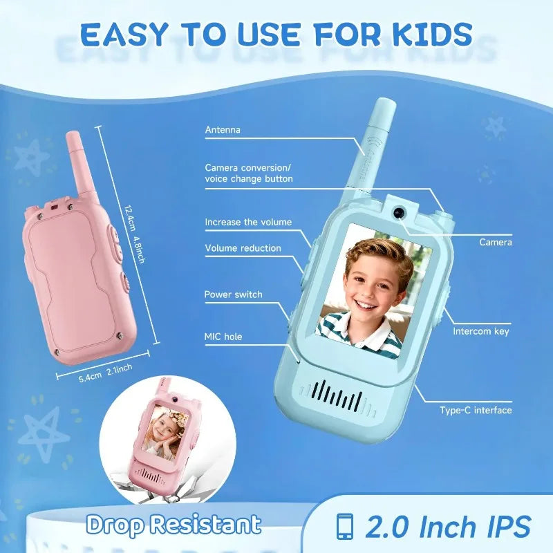 Kids Walkie Talkies - Long Range Outdoor 2-Pack for Ages 3-12 Camping