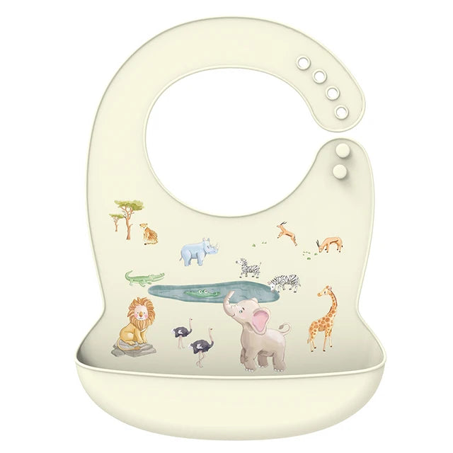 Silicone Baby Bib - Waterproof Feeding Apron with Crumb Catcher Pocket