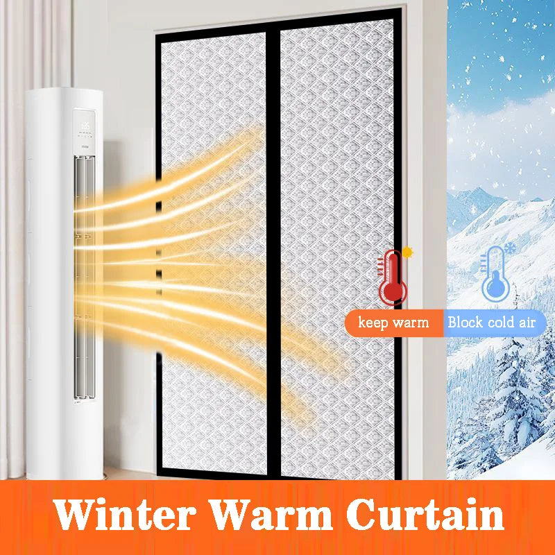 Magnetic Door Curtain - Thick Thermal Winter Screen in 14 Widths, 15 Heights