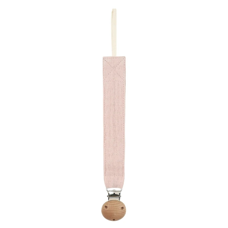 Baby Pacifier Clip - Cotton and Beech Wood Dummy Chain Holder, 26 cm