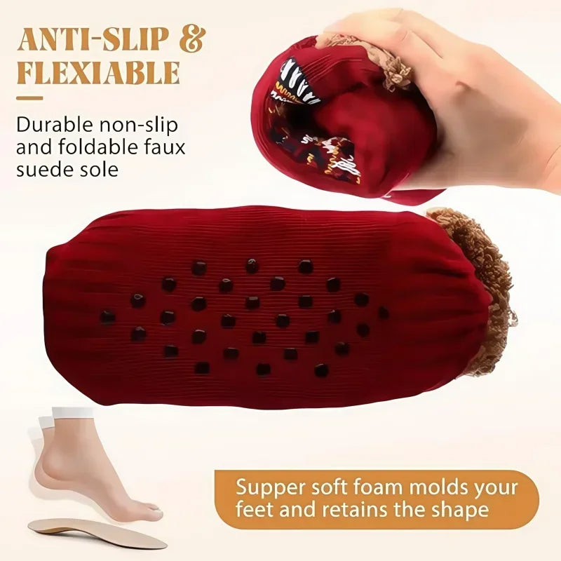 Fleece Slipper Socks - Non-Slip Knitted Home Socks in Sizes 35 to 45