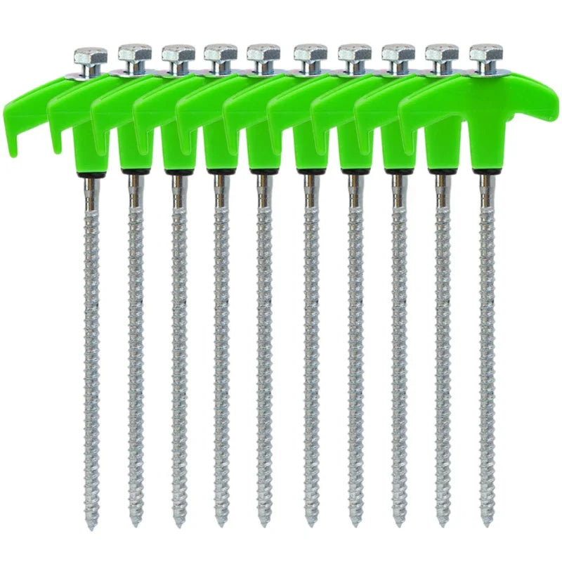 Screw Tent Pegs - Hexagonal Spiral Ground Stakes for Camping, Awnings and Decking, 5 and 10 Packs
