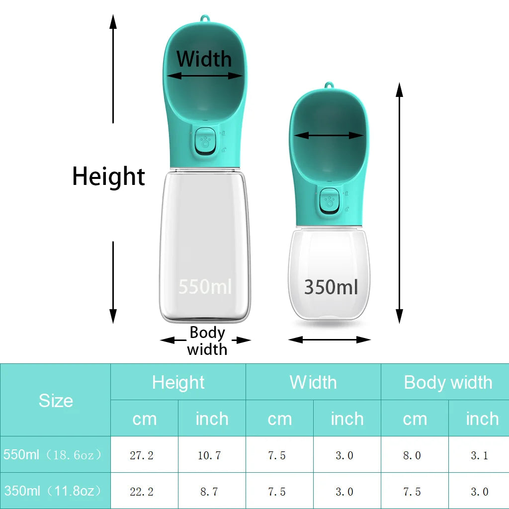 Portable Dog Water Bottle - Travel Drinking Bowl and Dispenser for Walks, 350ml and 550ml