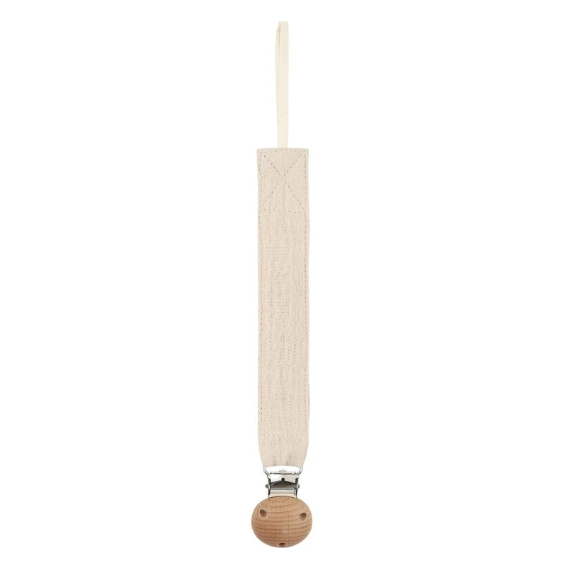 Baby Pacifier Clip - Cotton and Beech Wood Dummy Chain Holder, 26 cm