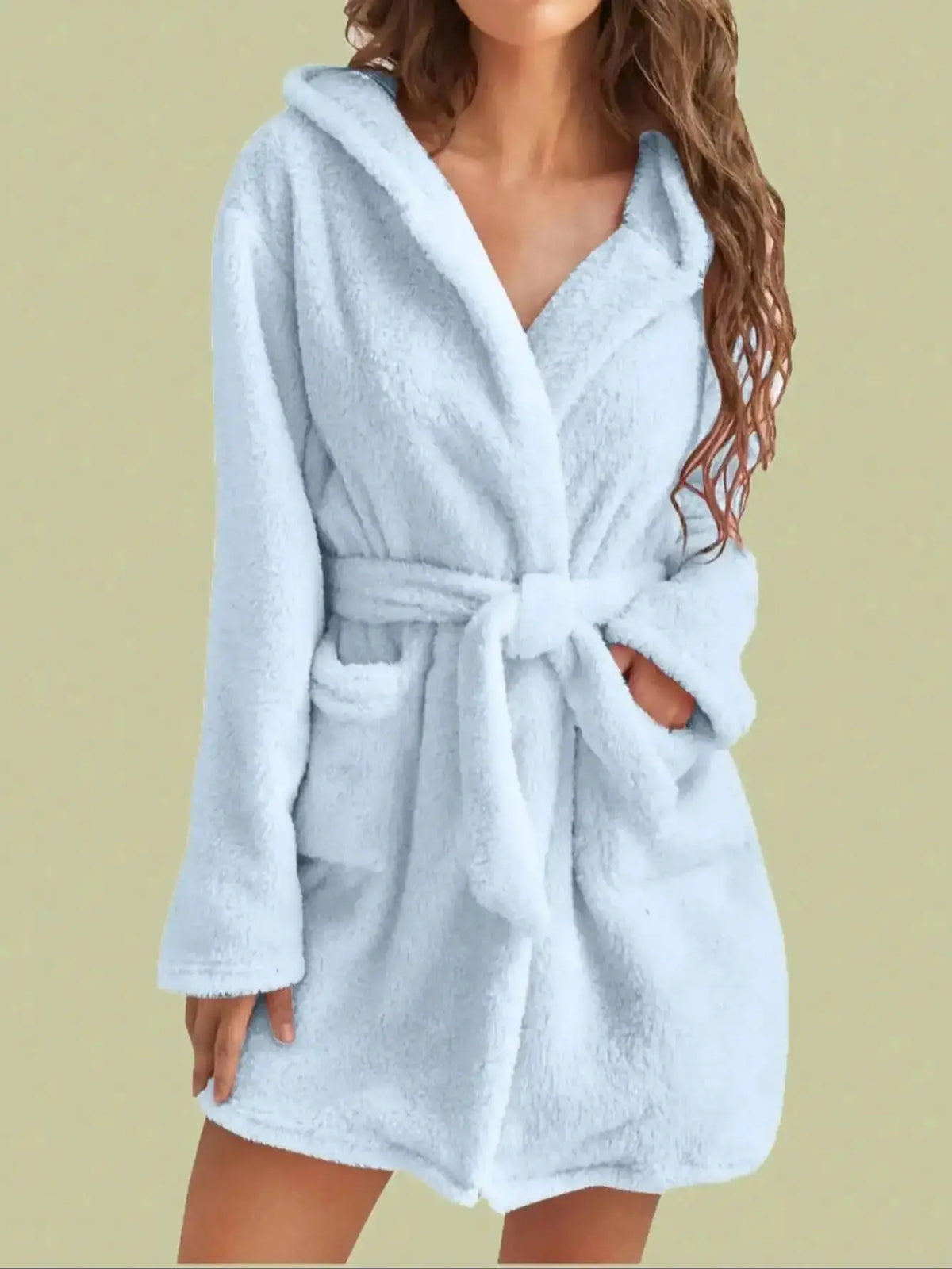 Womens Hooded Robe - Cosy Fleece Loungewear in Six Colours, Sizes S-XXL