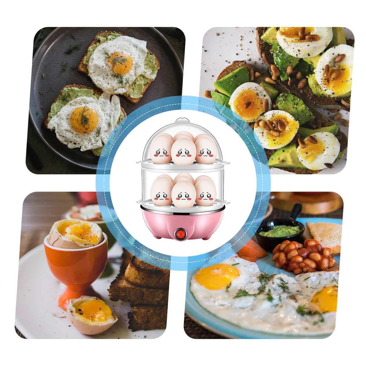 Double Layer Egg Cooker - Electric Egg Steamer with US and EU Plug Options