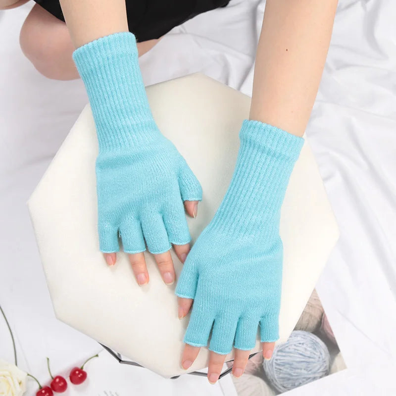 Long Fingerless Knitted Gloves - Warm Stretch Arm Warmers, One Size