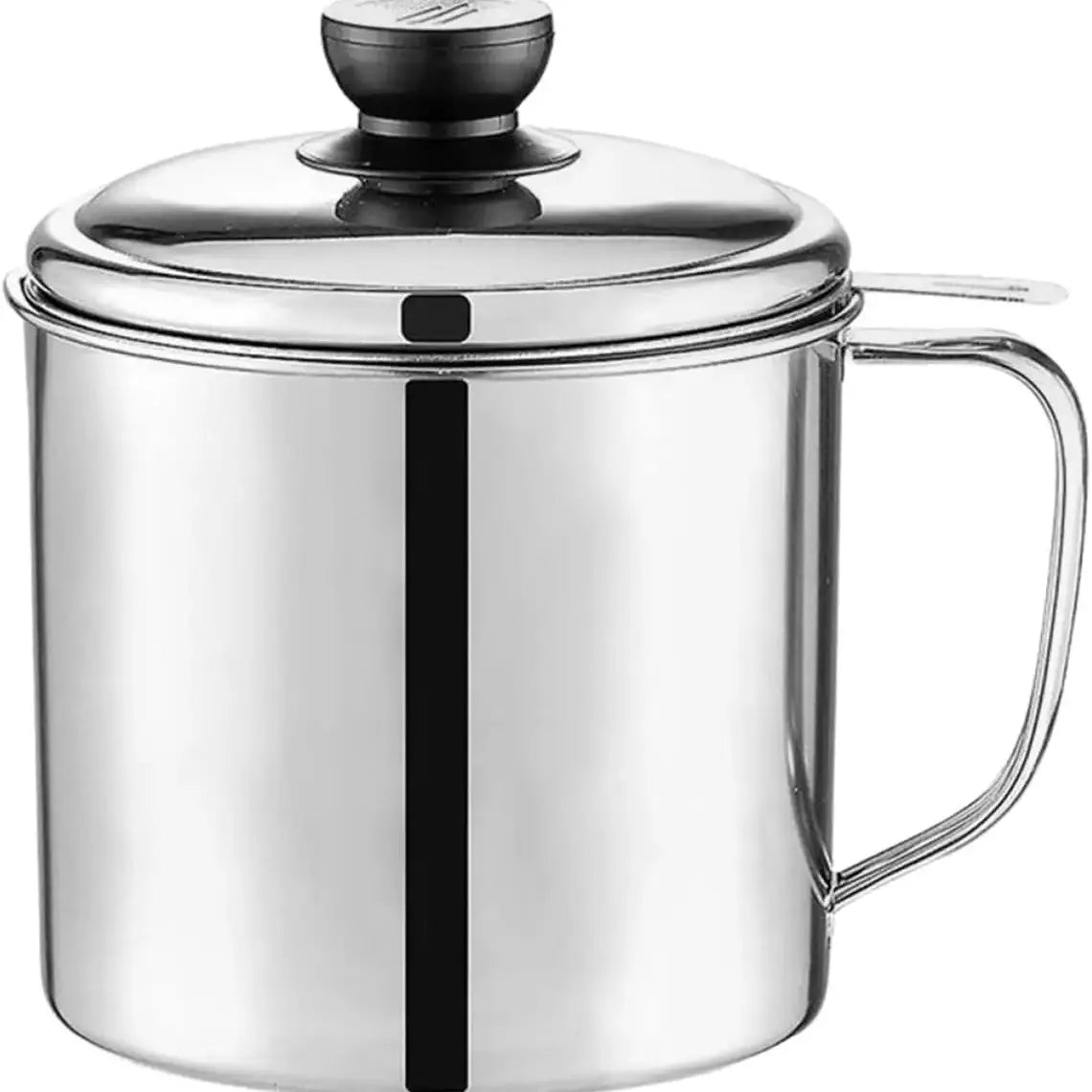 Bacon Grease Container - Stainless Steel Cooking Oil Keeper with Strainer and Spoon