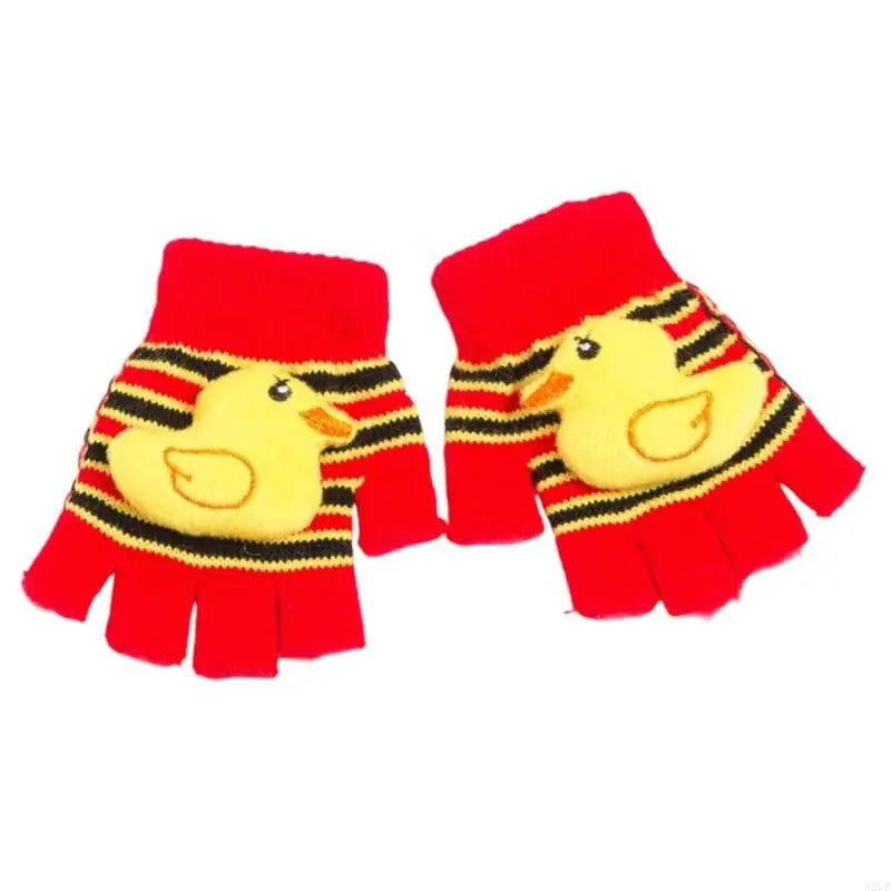 Plush Duck Gloves - Soft Warm Winter Gloves with Animal Design for Kids