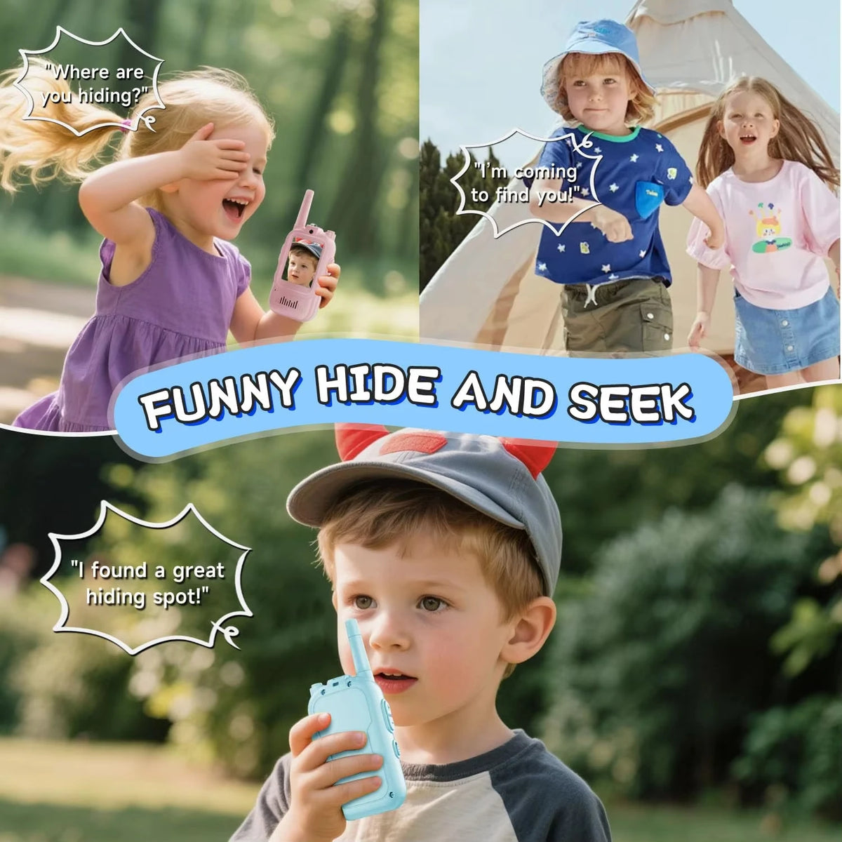 Kids Video Walkie Talkies - Rechargeable Pair with Screen and One-Click Call