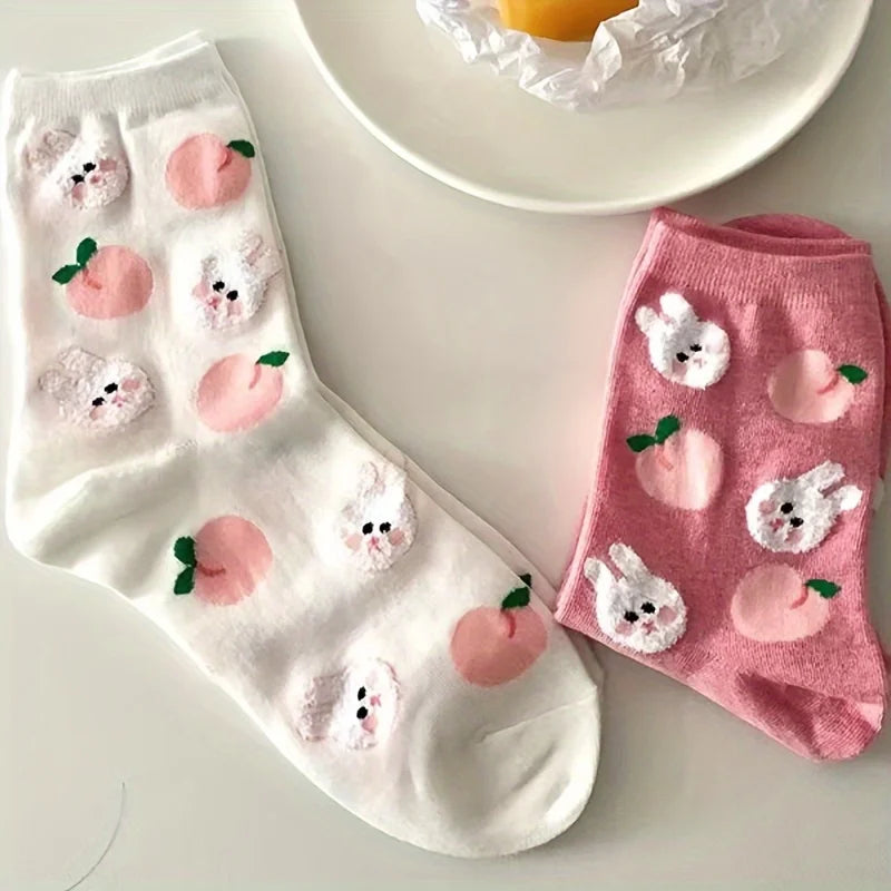 Long Socks for Girls - Soft Cute Knee High Socks, 4 Pairs, One Size