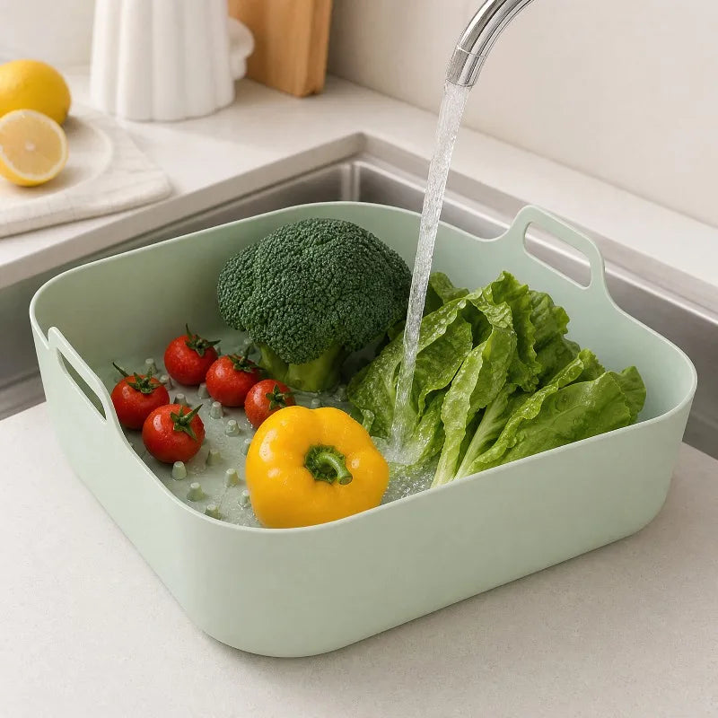Reusable Silicone Air Fryer Liner - Square Basket Tray with Handles, Non-Stick and Dishwasher Safe