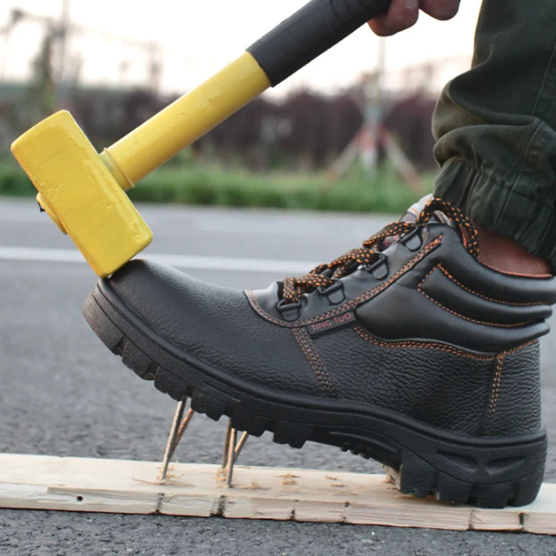 Mens Work Boots - Waterproof Wear-Resisting Black Boots, Sizes 40-46