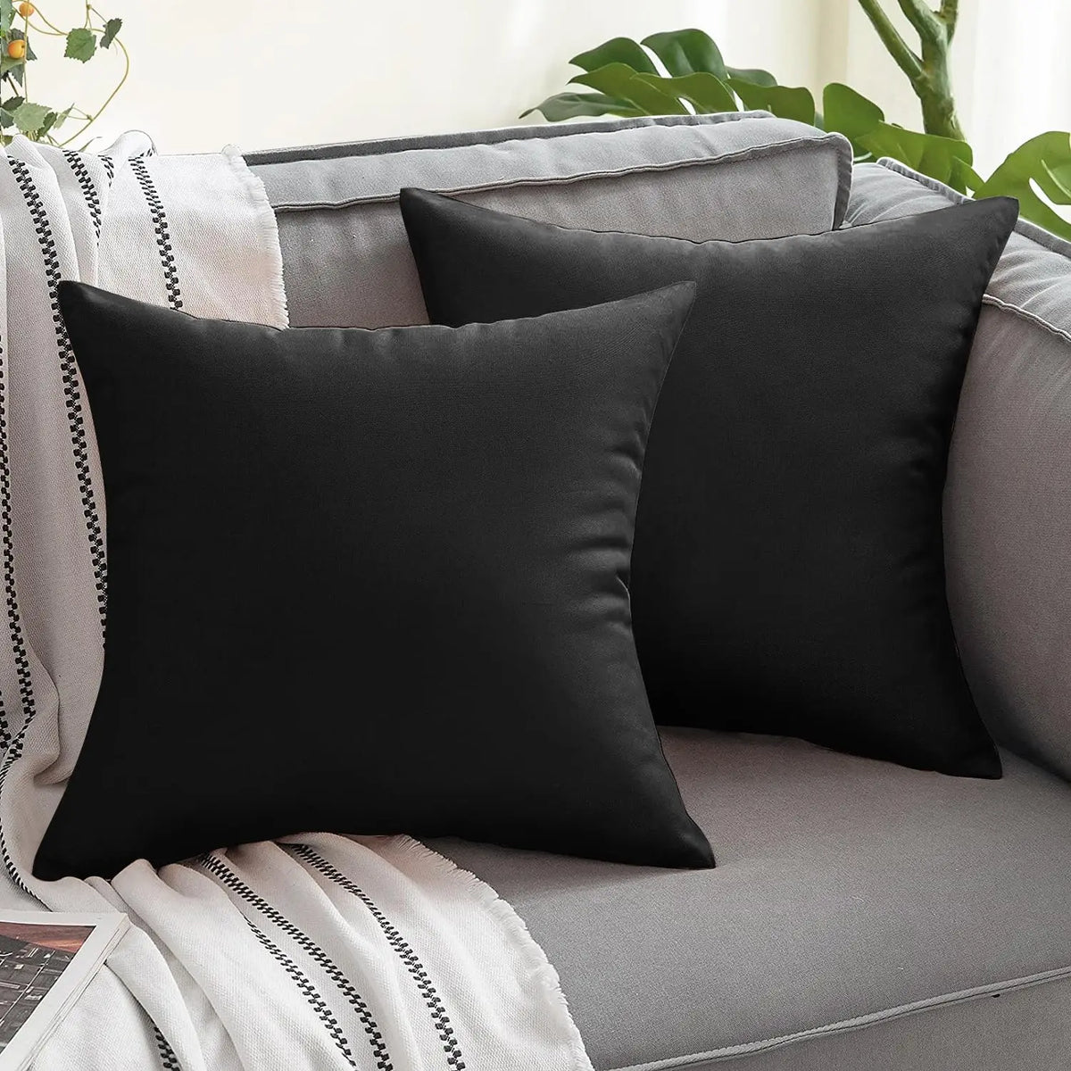 Outdoor Throw Pillow Covers - Waterproof Square Cushion Cases for Patio and Couch