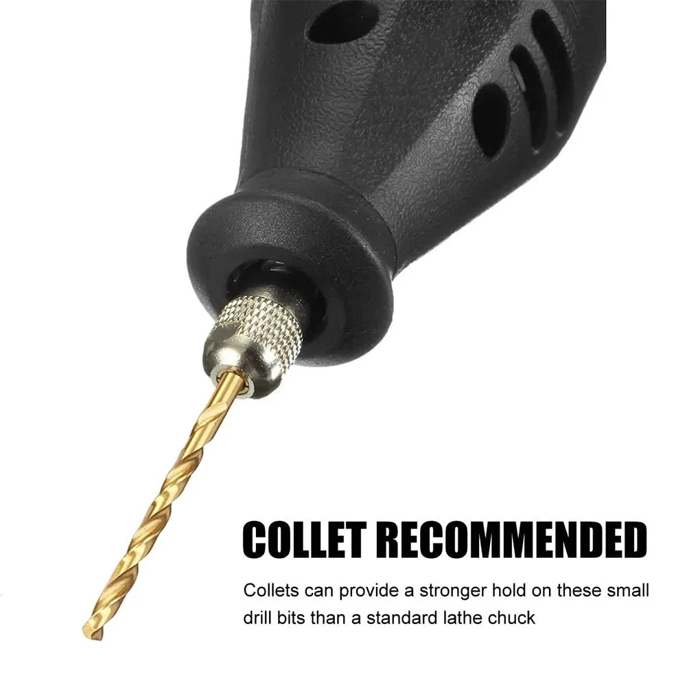 Twist Drill Bit Set 50pc - 1mm to 3mm Titanium Plated Micro Bits for Woodwork