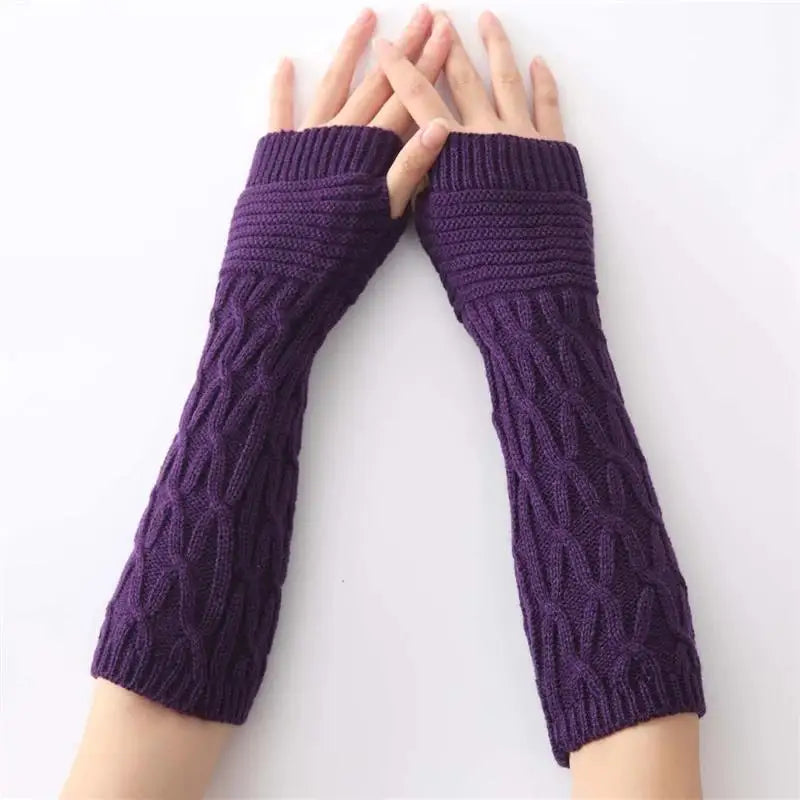 Women's Fingerless Knit Gloves - One-Size Casual Knit Gloves in 4 Colours