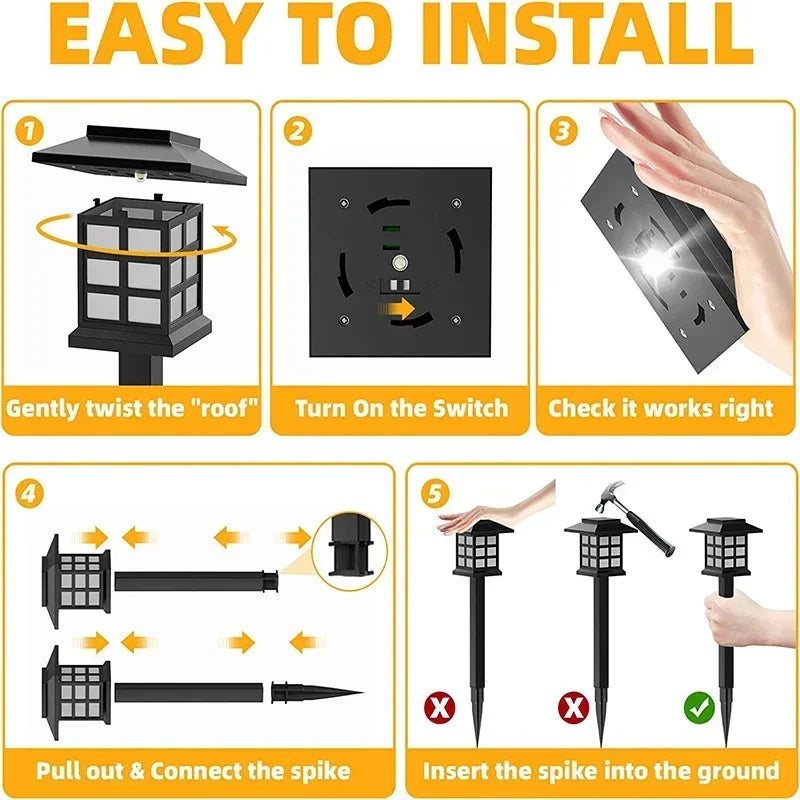 Solar Pathway Lights - Waterproof LED Garden Stake Lamps in 2, 4, 6, 8 and 12 Packs