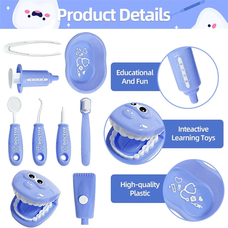 Dental Pretend Play Set - Kids Dentist Role Play Toy Kit in 4 Colours