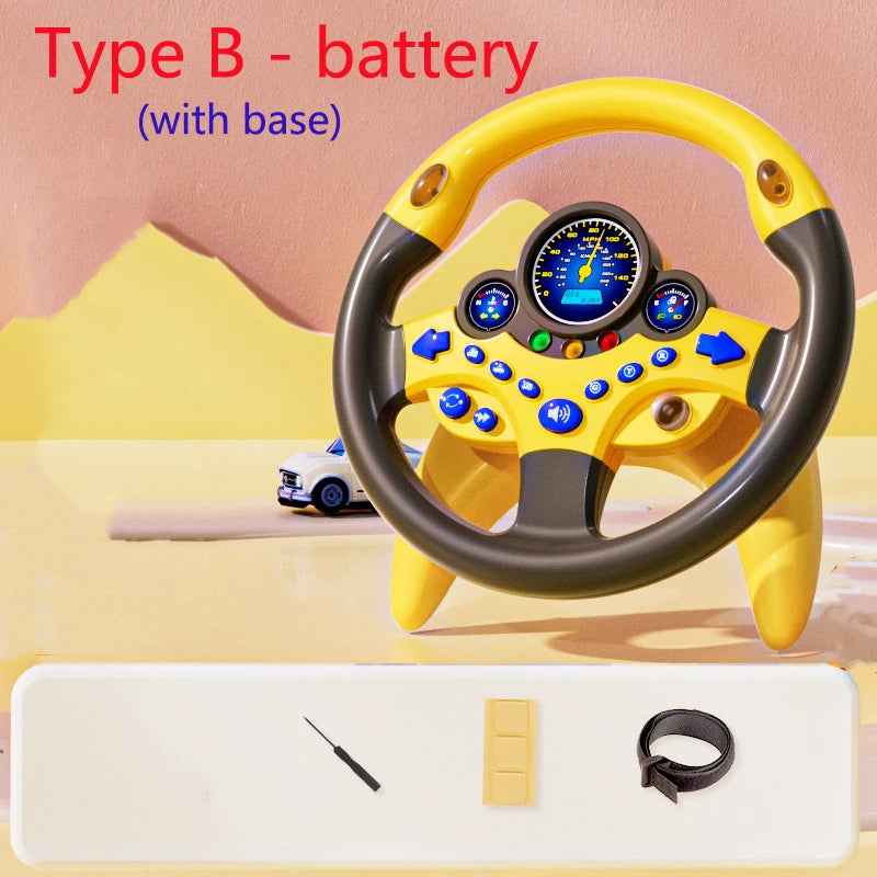 Kids Steering Wheel Toy - Battery Powered Pretend Driving Play for Toddlers
