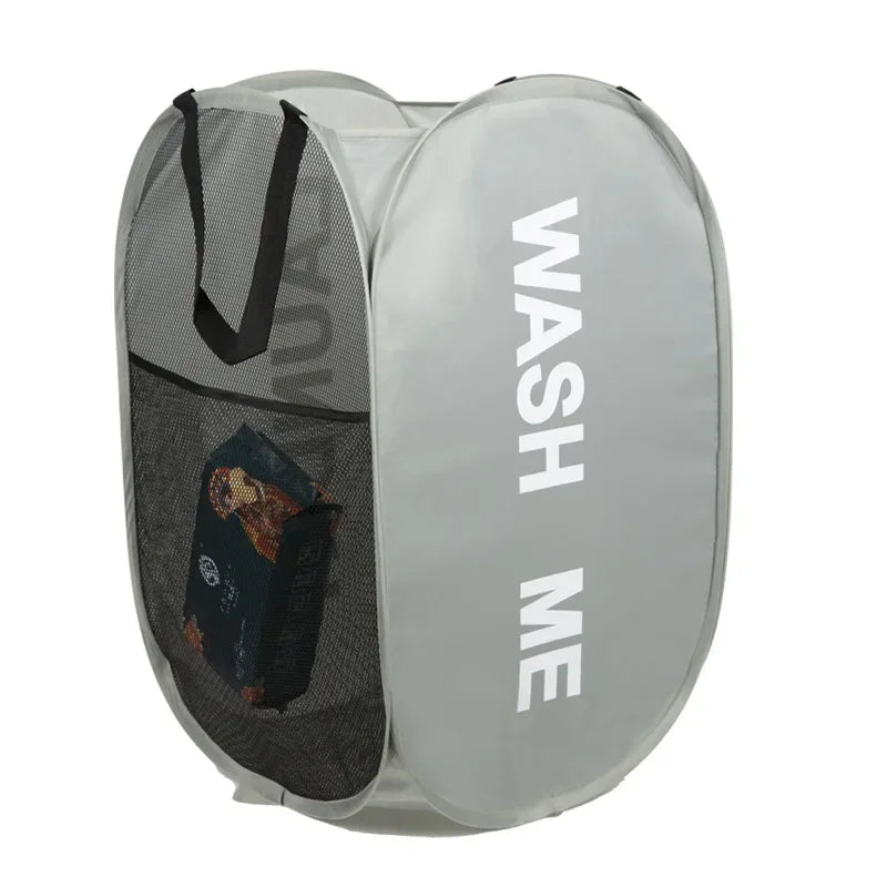 Pop Up Laundry Hamper - Portable Breathable Mesh Basket for Travel and Dorms
